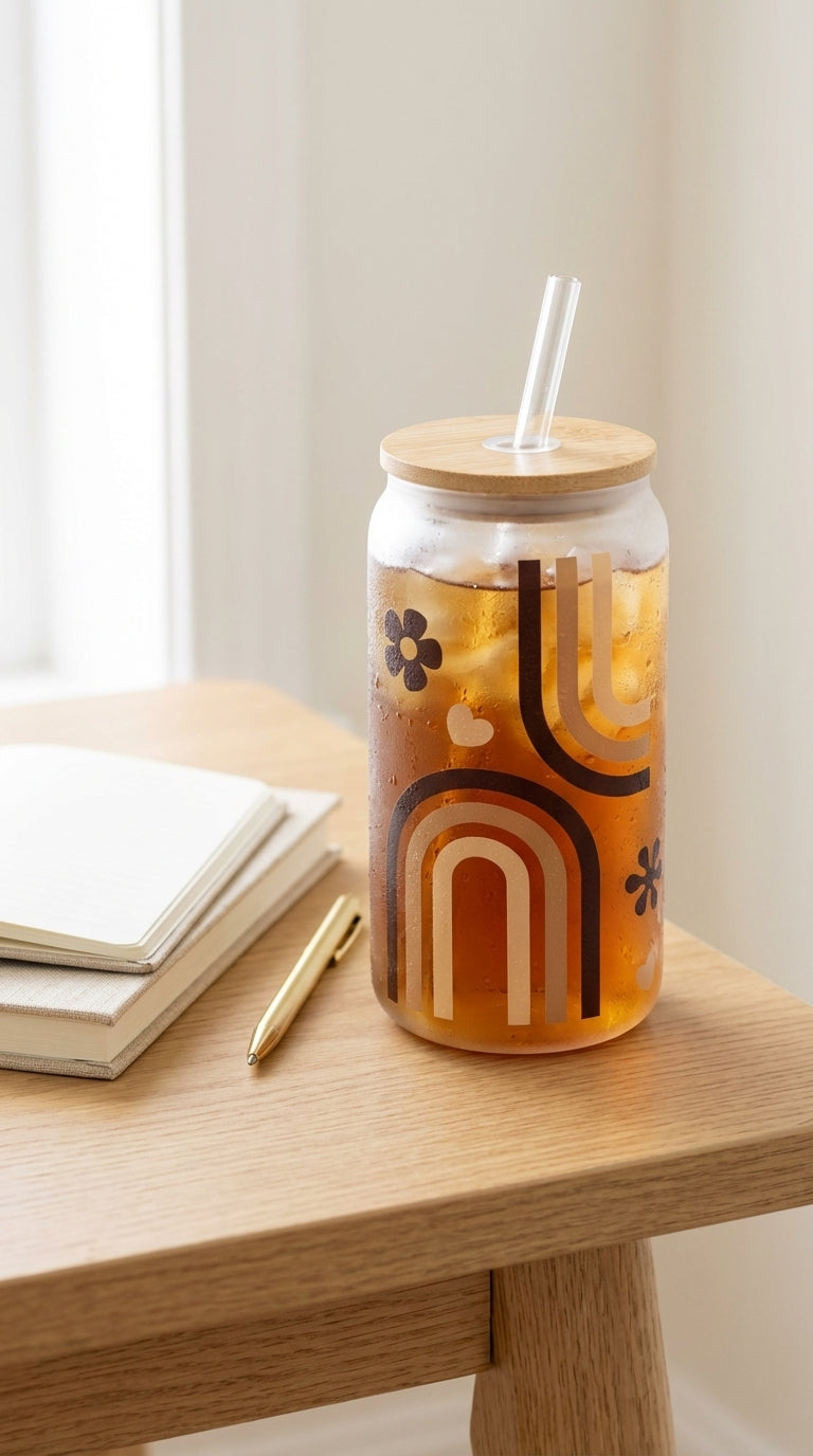 Best Mom Ever Glass Can Tumbler with Bamboo Lid and Straw | Mother’s Day Gift Cup