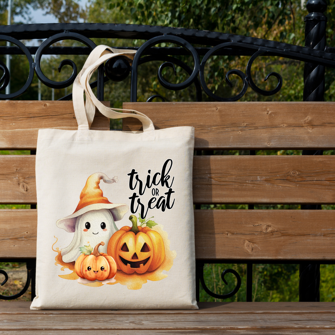 Cute Halloween tote with pumpkin and ghost design